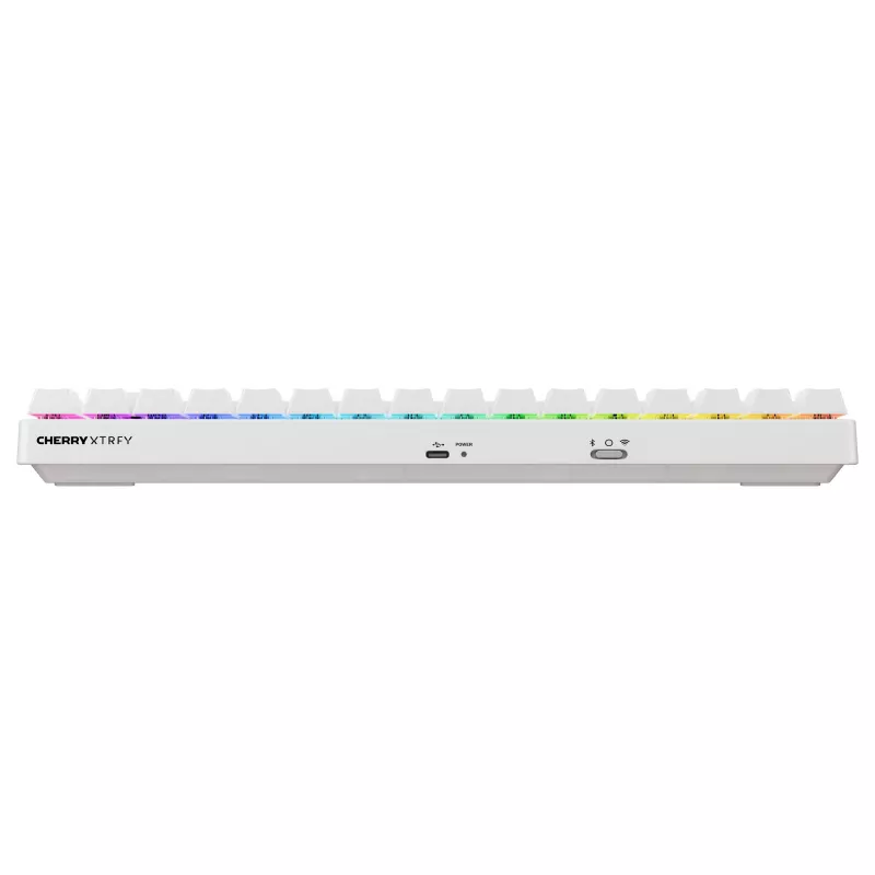 Mechaninio stiliaus kompaktinė belaidė klaviatūra Cherry XTRFY K33 75% QWERTZ vokiečių balta USB + RF + Bluetooth RGB