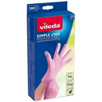 Vienkartinės latekso pirštinės VILEDA Multi Latex 100, smėlinės, dydis S/M, 100 vnt.