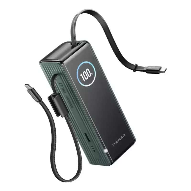 Išorinė baterija EcoFlow RAPID 25000 mAh žalia — 170 W bendra galia, 2× USB-C, 1× USB-A