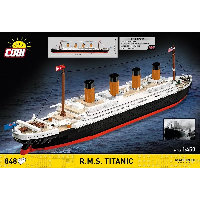 Cobi R.M.S. Titanic statybinių blokelių rinkinys, 848 dalys, kolekcinis laivo modelis