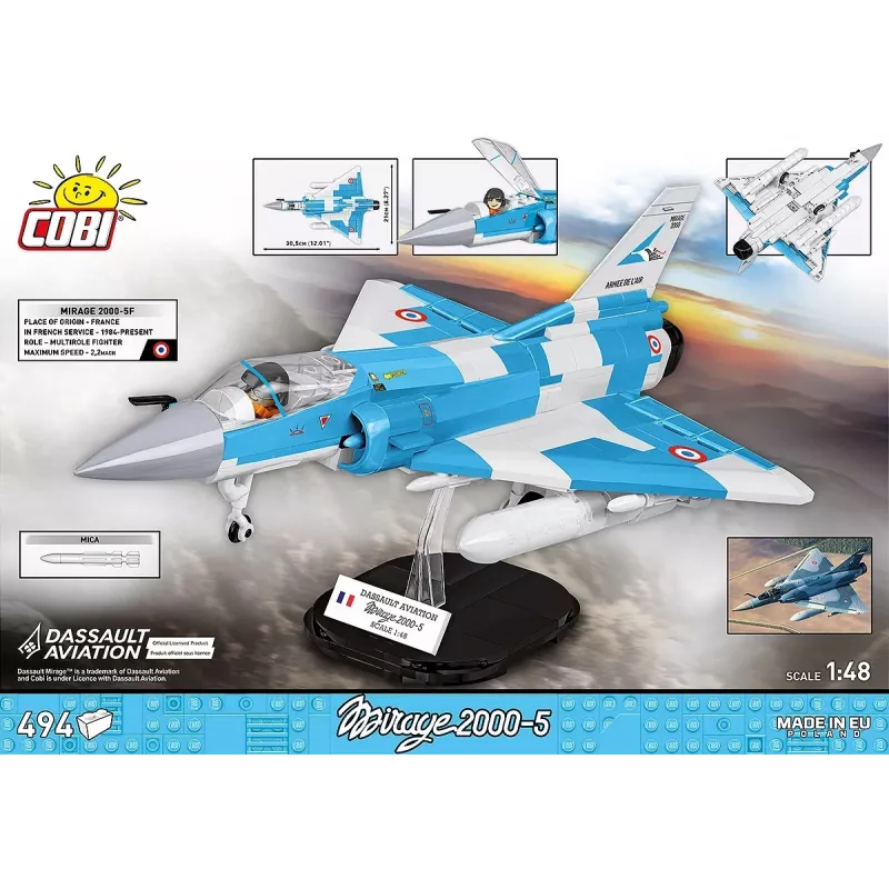 Cobi Mirage 2000-5F plytelių modelio rinkinys, Ginkluotųjų pajėgų serija, 495 dalys, mastelis 1:48