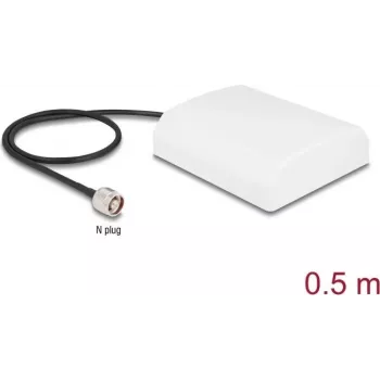 Antena DELOCK 90761 — 2,4 GHz kryptinė WiFi N antena 8 dBi su N tipo kištuku ir 50 cm RG-58 kabeliu, balta, lauko