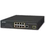 Nevaldomas Gigabit PoE tinklo komutatorius PLANET FGSD-1011HP — 9 x RJ-45 (10/100/1000), 1U montavimui į stovą, mėlynas