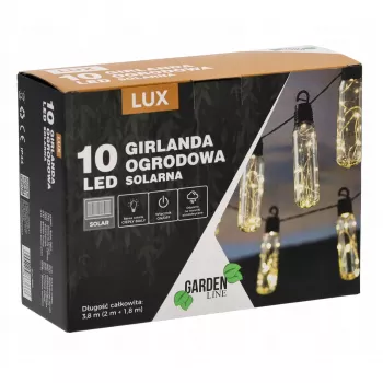 Extralink saulės sodo girlianda, 2 + 1,8 m ilgio, „Lux 10“ šiltai balti šviesos diodai