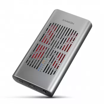 Išorinė dėžutė AXAGON EEM2-20GD USB-C 20 Gbps dviem M.2 NVMe SSD diskams su aparatine kopijavimo funkcija