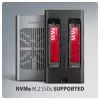 Išorinė dėžutė AXAGON EEM2-20GD USB-C 20 Gbps dviem M.2 NVMe SSD diskams su aparatine kopijavimo funkcija