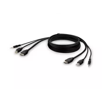 KVM kabelis Belkin F1DN1CCBL — HDMI į USB A/B su garsu, USB klaviatūros/pelės prievadai, 3 m