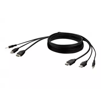 KVM kabelis Belkin F1DN1CCBL — HDMI į USB A/B su garsu, USB klaviatūros/pelės prievadai, 3 m