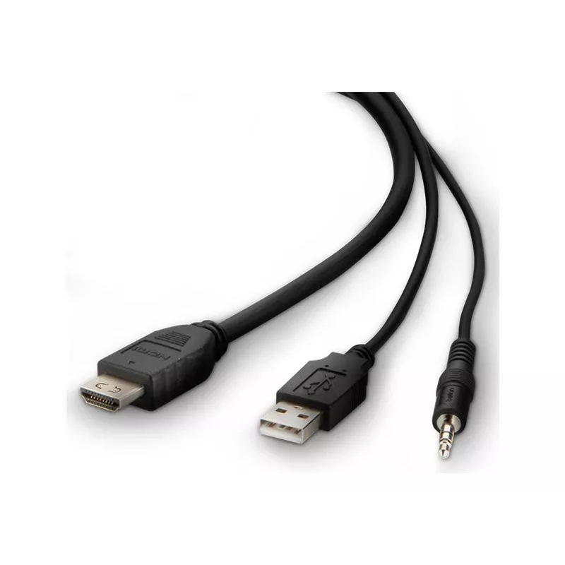 KVM kabelis Belkin F1DN1CCBL — HDMI į USB A/B su garsu, USB klaviatūros/pelės prievadai, 3 m