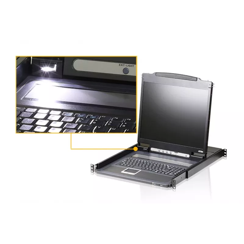 ATEN CL3000N stovo konsolė 48,3 cm (19 colių) 1280 x 1024 pikseliai Aliuminis Juoda 1U