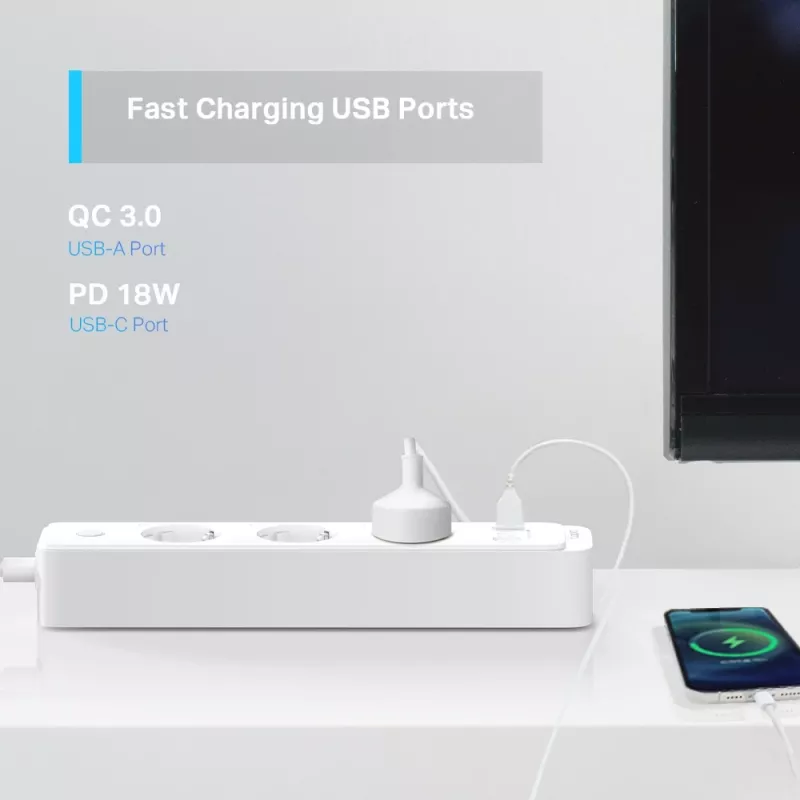 TP-Link Tapo P300 3 kintamosios srovės lizdai Type F (CEE 7/4) 1,5 m 3 2300 W Balta