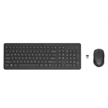 Belaidės klaviatūros ir pelės rinkinys HP 330 — pilno dydžio klaviatūra, RF belaidė, juoda, pelė pridedama