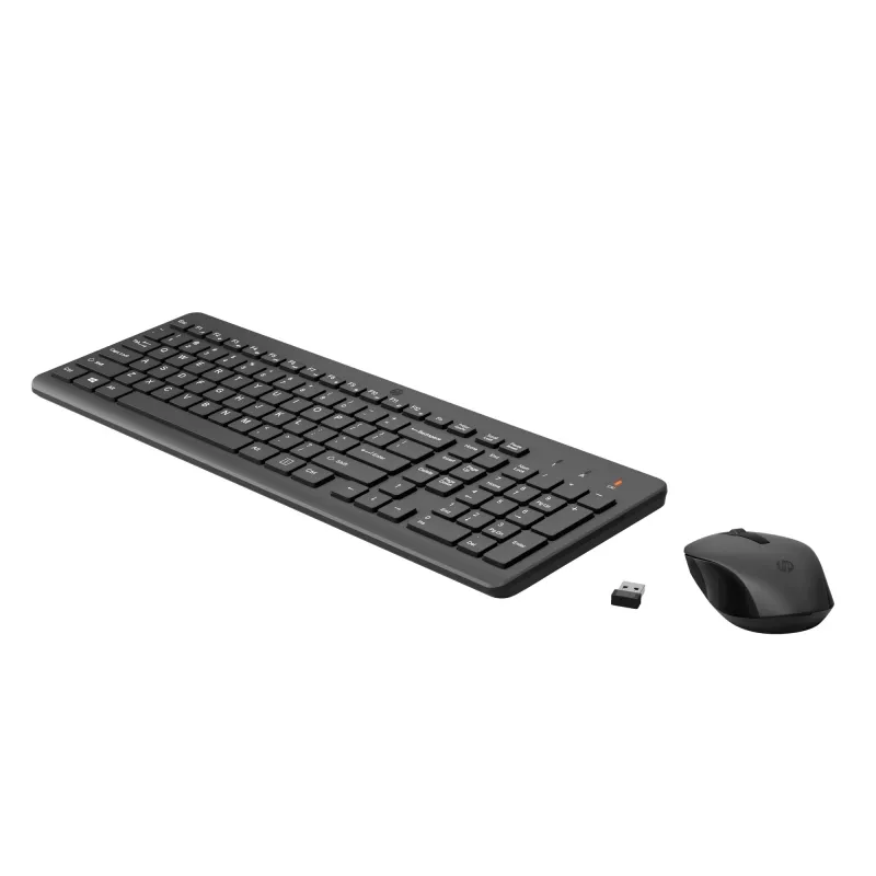 Belaidės klaviatūros ir pelės rinkinys HP 330 — pilno dydžio klaviatūra, RF belaidė, juoda, pelė pridedama