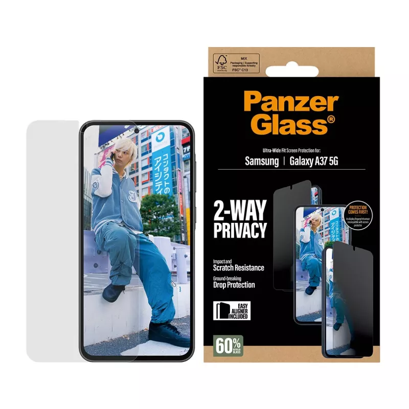 Ekrano apsauga PanzerGlass Privacy Samsung Galaxy A37 Ultra-WideFit PG90806, privatumo filtras