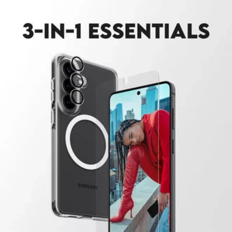 Ekrano apsauga PanzerGlass CARE 3-in-1, skirta Samsung Galaxy S Plus 2026 — PanzerGlass CARE rinkinys
