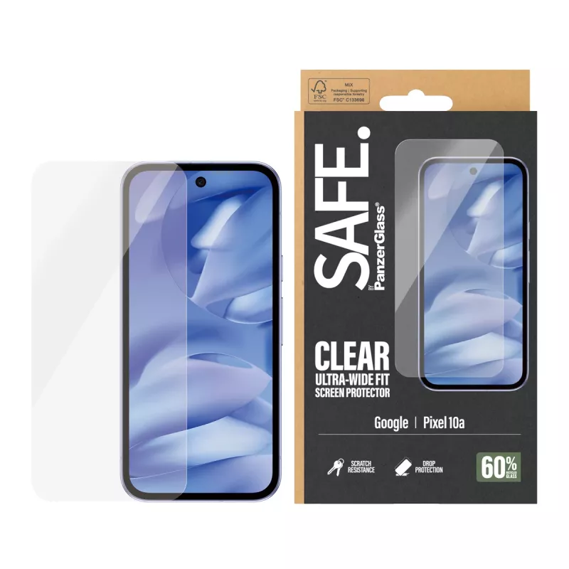 PanzerGlass SAFE. by ® Ekrano apsauga Google Pixel 10a 5G | Itin platus pritaikymas
