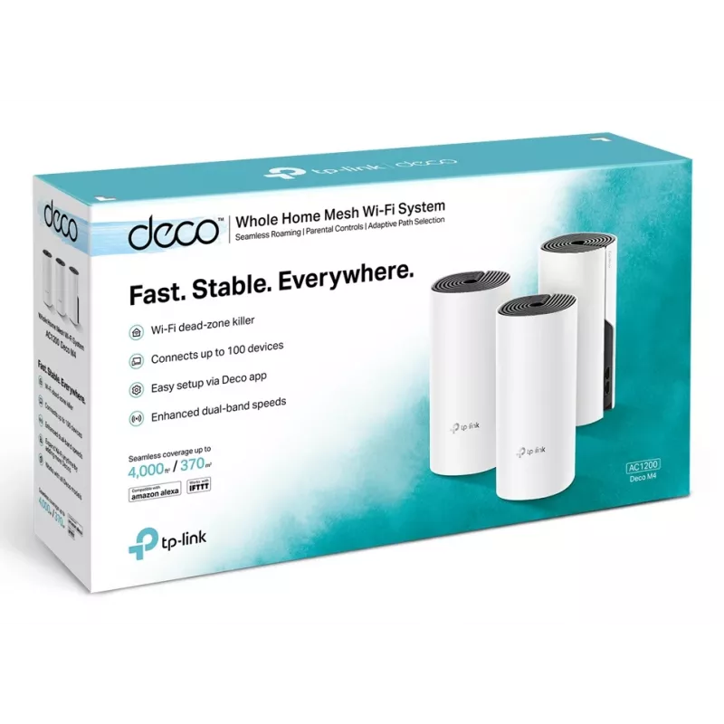 TP-Link AC1200 viso namo „Mesh“ belaidžio tinklo sistema (3 vnt.), balta, vidinė, „Mesh“ sistema, maitinimas, būsena, dviejų dažnių (2,4 GHz / 5 GHz), „Wi-Fi 5“ (802.11ac)