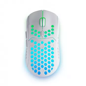 Mars Gaming MMW3W, belaidė žaidimų pelė, RGB Flow, itin lengva 79 g, 3200 DPI, balta