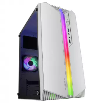 Mars Gaming MC-S1 Baltas Kompaktiškas Micro-ATX Žaidimų PC Korpusas ARGB Apšvietimas 12 Režimų FRGB Ventiliatorius Pilnas Šoninis Langas
