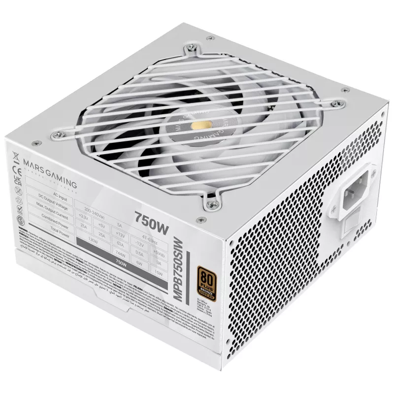 Mars Gaming MPB750SIW maitinimo blokas 750 W 24 kontaktų ATX ATX balta