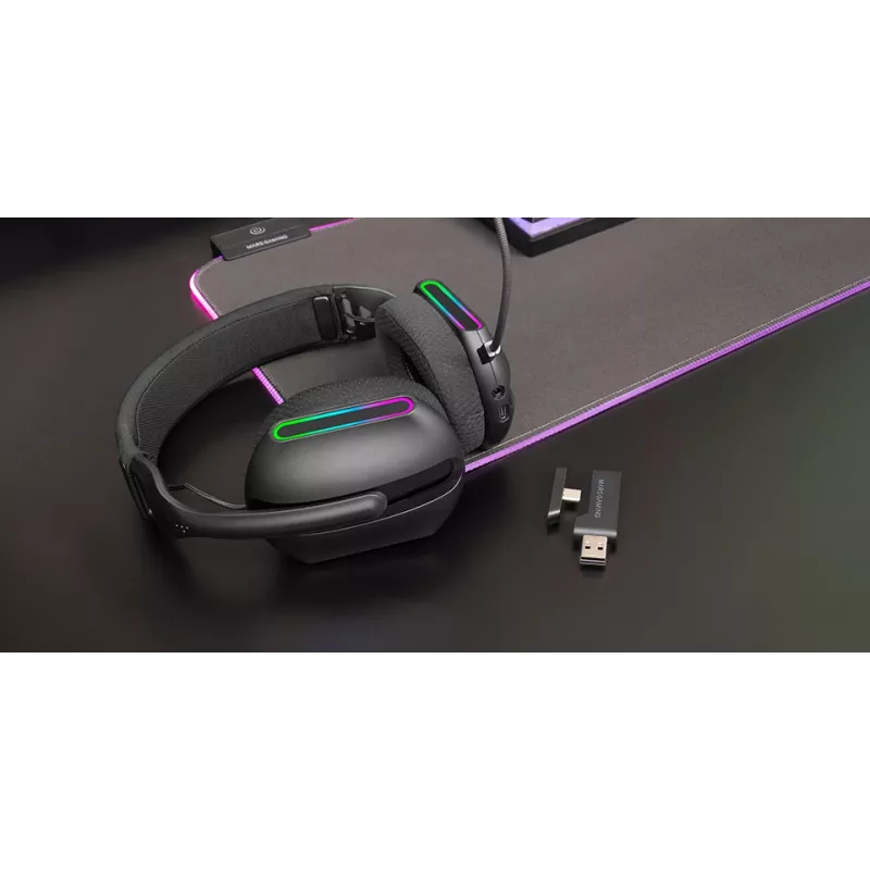 Mars Gaming MHW-PRO ausinės laidinės ir belaidės galvos juostos USB Type-C Bluetooth juodos