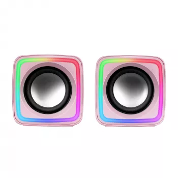Mars Gaming MSCUBEP Pink Compact RGB Gaming Speakers 8W DSP Sound Processor