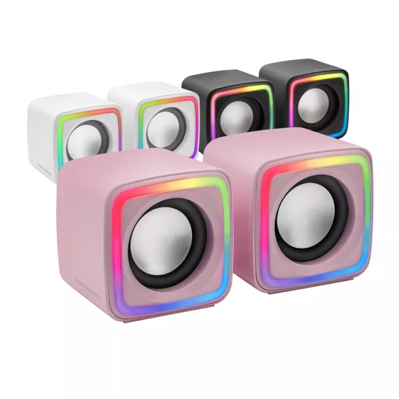 Mars Gaming MSCUBEP Pink Compact RGB Gaming Speakers 8W DSP Sound Processor