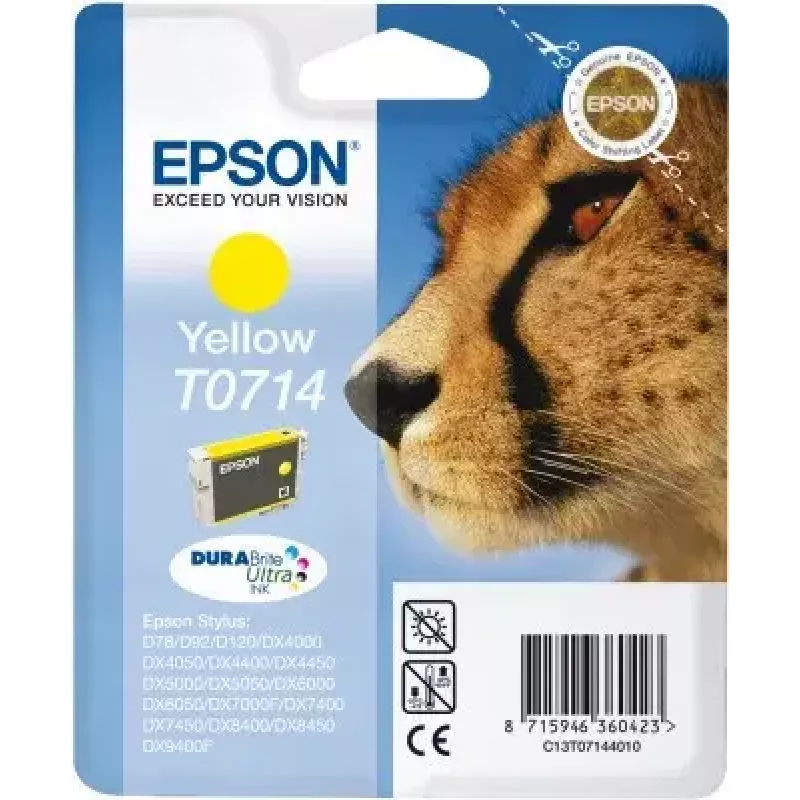Epson Cheetah Singlepack Geltona T0714 DURABrite Ultra rašalas