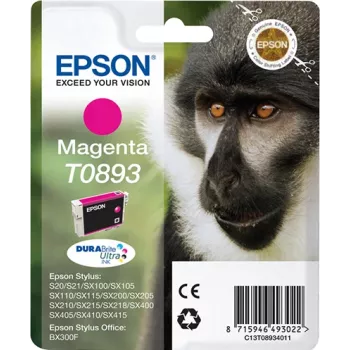 Epson Monkey Singlepack Magenta T0893 DURABrite Ultra rašalas, Magenta, Pigmentinis rašalas, 3,5 ml, 1 vnt.