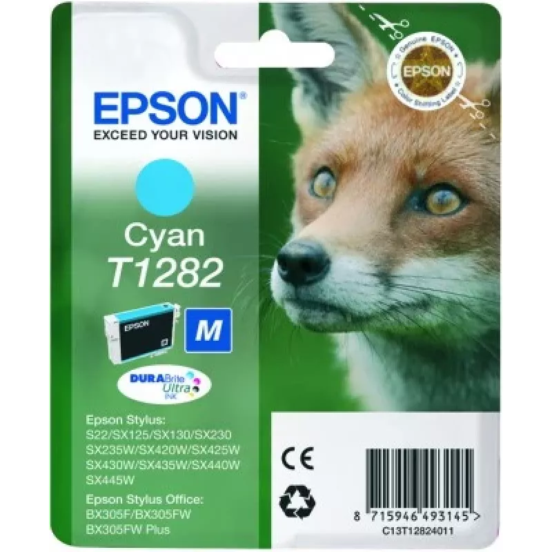 Epson Fox Singlepack Žydra T1282 DURABrite Ultra rašalas, žydra, 1 vnt.