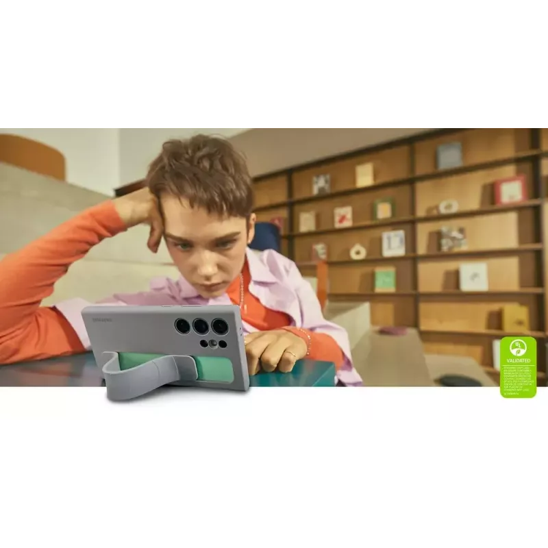 Stovimojo laikiklio silikoninis dėklas „Samsung Galaxy S24 Ultra“ – šviesiai mėlynas, tinka 6,8 colio