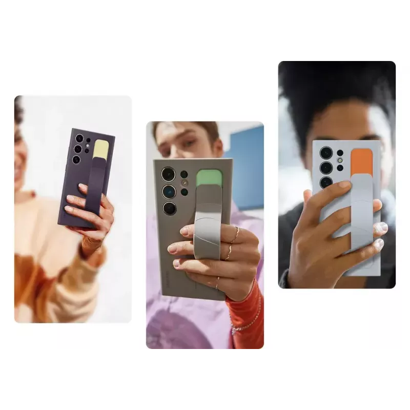 Stovimojo laikiklio silikoninis dėklas „Samsung Galaxy S24 Ultra“ – šviesiai mėlynas, tinka 6,8 colio