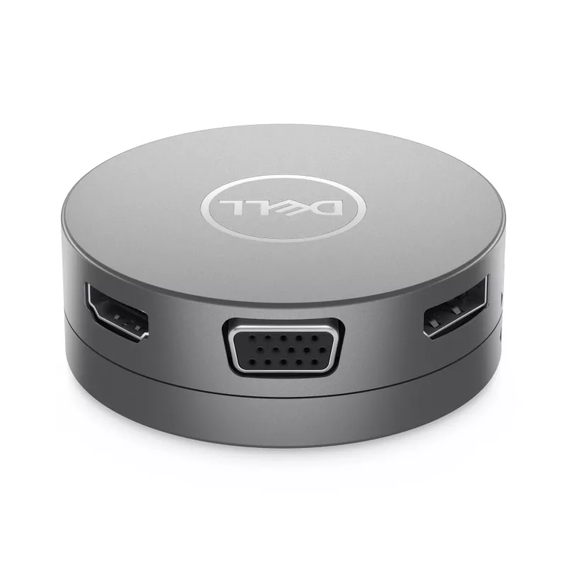 DELL Pro 7 viename USB-C kelioninis šakotuvas - DA310, laidinis, USB 3.2 Gen 2 (3.1 Gen 2) Type-C, 10,100,1000 Mbit/s, sidabrinis, 3840 x 2160 pikselių, 1920 x 1080 pikselių