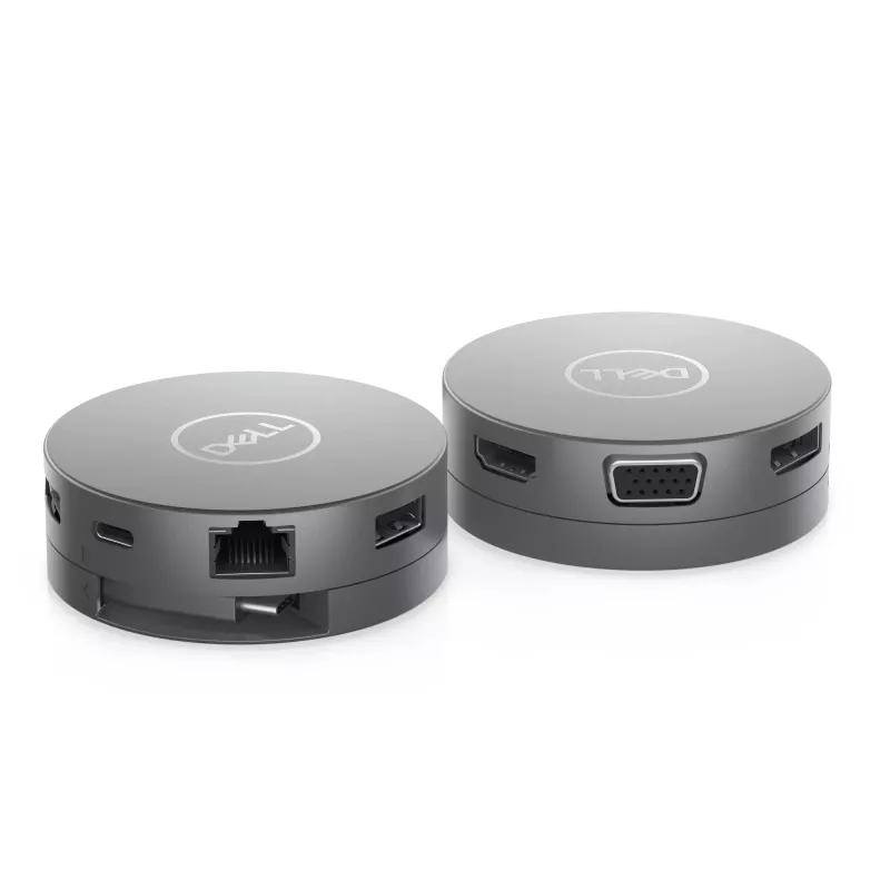 DELL Pro 7 viename USB-C kelioninis šakotuvas - DA310, laidinis, USB 3.2 Gen 2 (3.1 Gen 2) Type-C, 10,100,1000 Mbit/s, sidabrinis, 3840 x 2160 pikselių, 1920 x 1080 pikselių