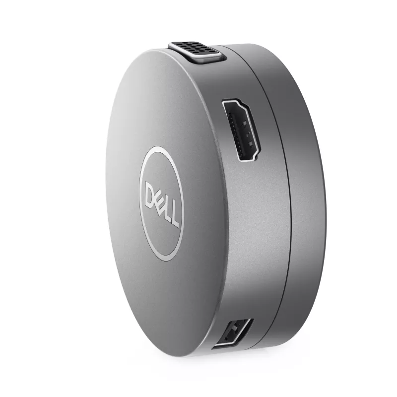 DELL Pro 7 viename USB-C kelioninis šakotuvas - DA310, laidinis, USB 3.2 Gen 2 (3.1 Gen 2) Type-C, 10,100,1000 Mbit/s, sidabrinis, 3840 x 2160 pikselių, 1920 x 1080 pikselių