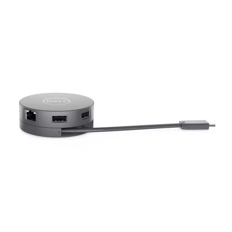 DELL Pro 7 viename USB-C kelioninis šakotuvas - DA310, laidinis, USB 3.2 Gen 2 (3.1 Gen 2) Type-C, 10,100,1000 Mbit/s, sidabrinis, 3840 x 2160 pikselių, 1920 x 1080 pikselių