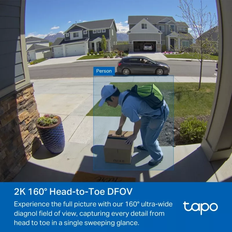 TP-Link Tapo Video Durų Skambučio Kamera 1 × D210, 1 × D100C, H.264, 3 MP, 2304 x 1296 pikseliai, 1296p, CMOS, 25,4 / 3 mm (1 / 3 colio)