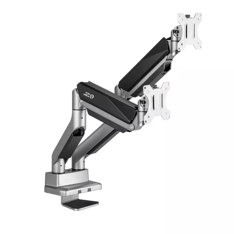 Universalus Ergo Office dvigubas monitoriaus stalinis laikiklis, dujinė spyruoklė 17-35 15kg, VESA 75x75 / 100x100, ER-446