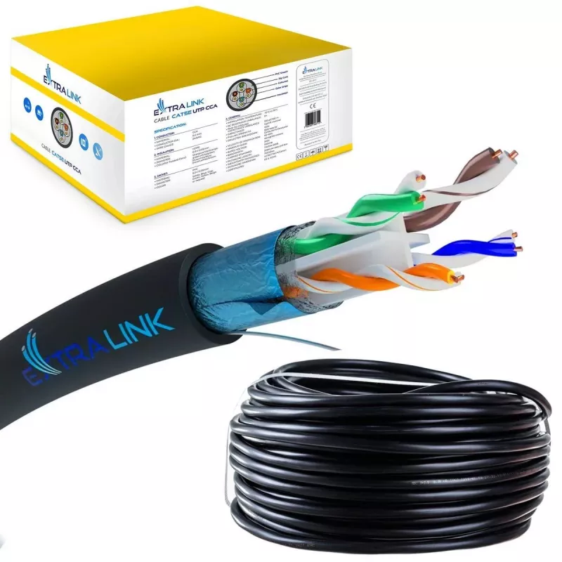 Tinklo kabelis Extralink vytos poros CAT6 FTP lauko 305m juodas