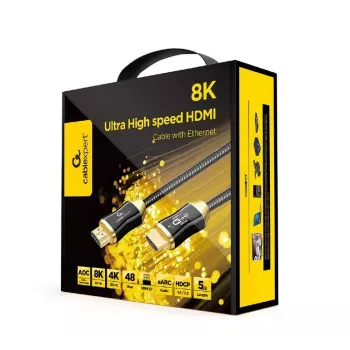 HDMI kabelis Gembird CCBP-HDMI8K-AOC-5M — HDMI 2.1, 48 Gbit/s, 5 m, paauksuotos jungtys