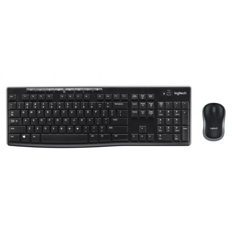 Logitech MK270 - Standartinė - Belaidė - Radijo dažnio belaidė - Juoda - Su pele