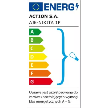 Sieninis šviestuvas ActiveJet NIKITA nikelis E27 vienos lemputės, apvalus metalinis gaubtas, IP20, 220–240 V, maks. 60 W