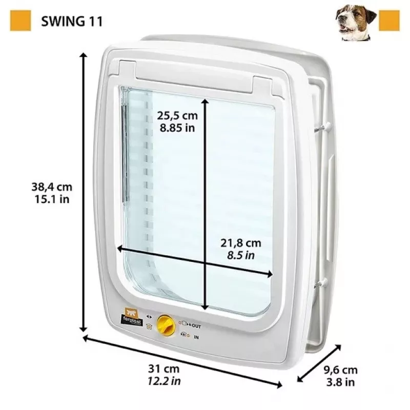 FERPLAST Swing 11 pilka - šunų ir kačių durys - 31 x 9.6 x 38.4 cm