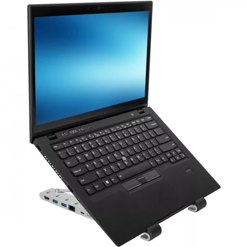 Nešiojamasis stovas su integruotu dokais Dokas + nešiojamojo kompiuterio laikiklis USB-C 3.2 Gen 1 Thunderbolt 3