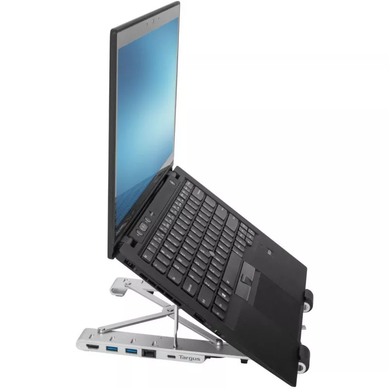 Nešiojamasis stovas su integruotu dokais Dokas + nešiojamojo kompiuterio laikiklis USB-C 3.2 Gen 1 Thunderbolt 3