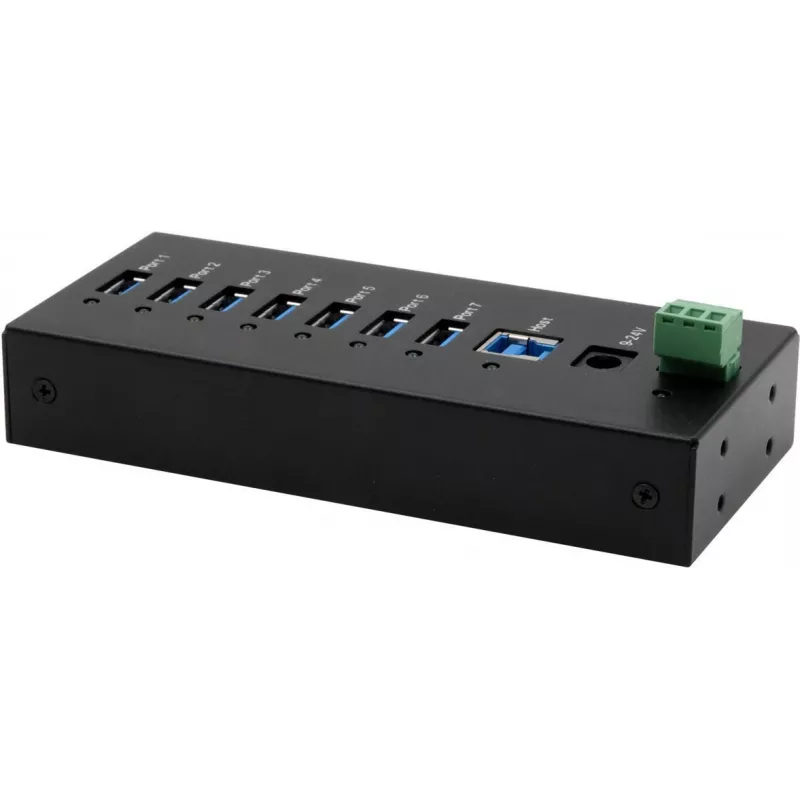 USB šakotuvas Exsys EX-11247HMS 7 prievadų DIN bėgiui su 15 kV ESD apsauga