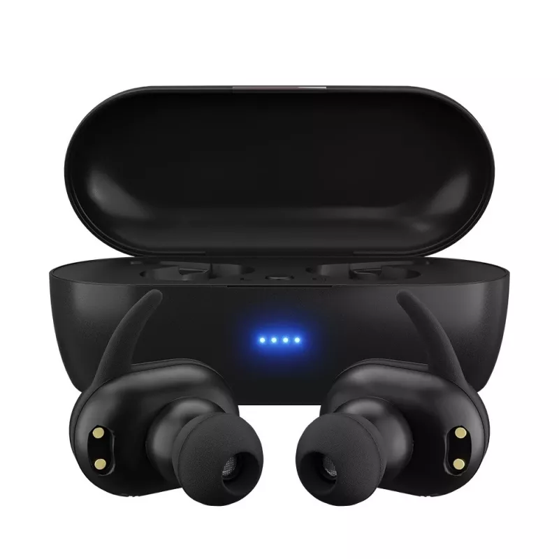 MAXELL MINI DUO belaidės į ausis įdedamos ausinės su įkrovimo dėklu, juodos