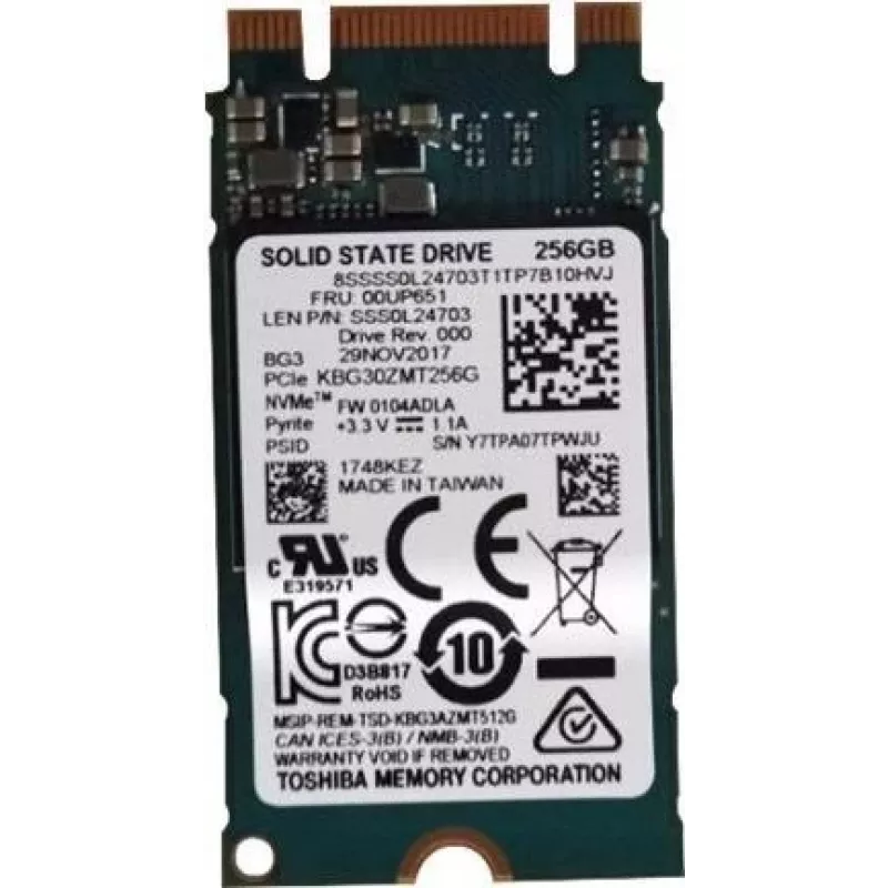 Lenovo Toshiba - SSD - 256 GB - vidinis - M.2 2242 - PCIe 3.0 x2 (NVMe)