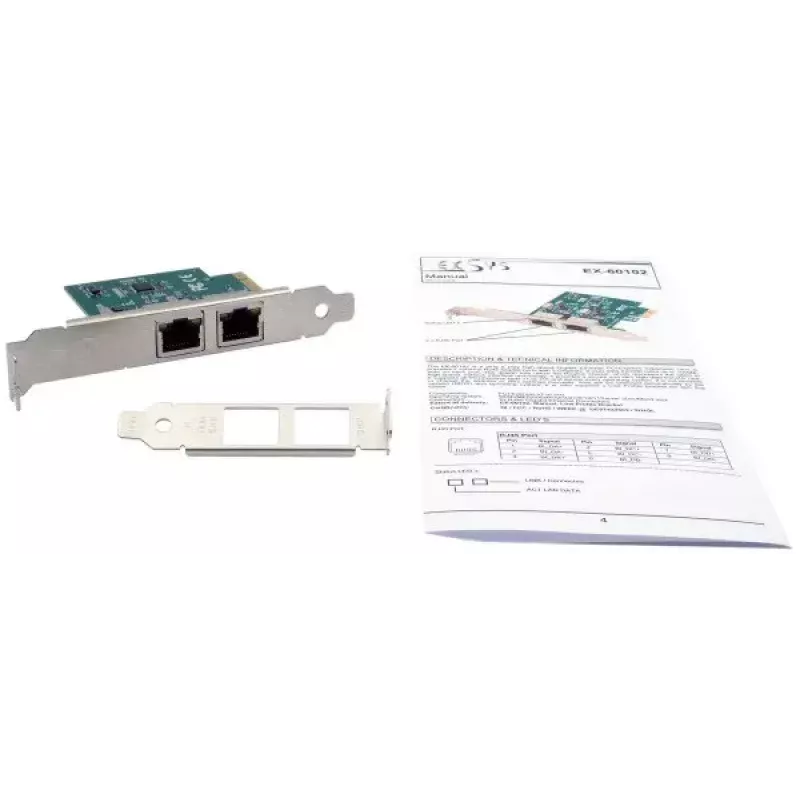 Vidinė eterneto kortelė EXSYS EX-60102 1000 Mbit/s PCI Express laidinė
