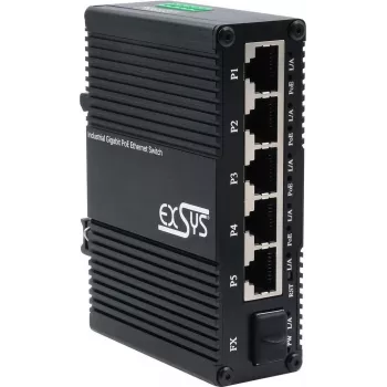 Switch Exsys EX-62030MPOE-SFP — Mini Gigabit 5+1 PoE+ Web-Managed valdomas komutatorius su 5 Gigabit + 1 SFP